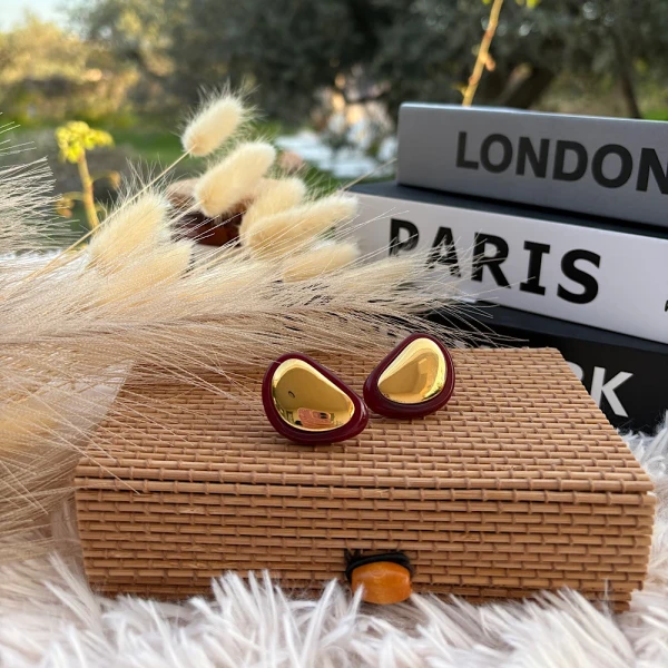 Red Aura – Επιχρυσωμένα Ατσάλινα Σκουλαρίκια.