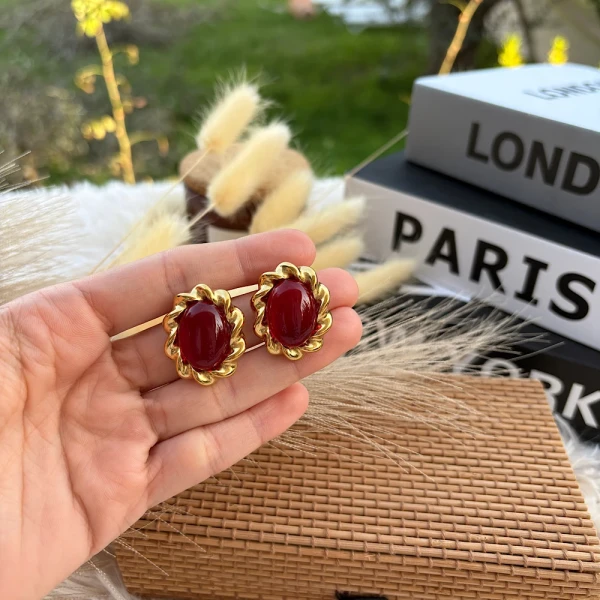 Scarlet Petals – Aτσάλινα σκουλαρίκια.