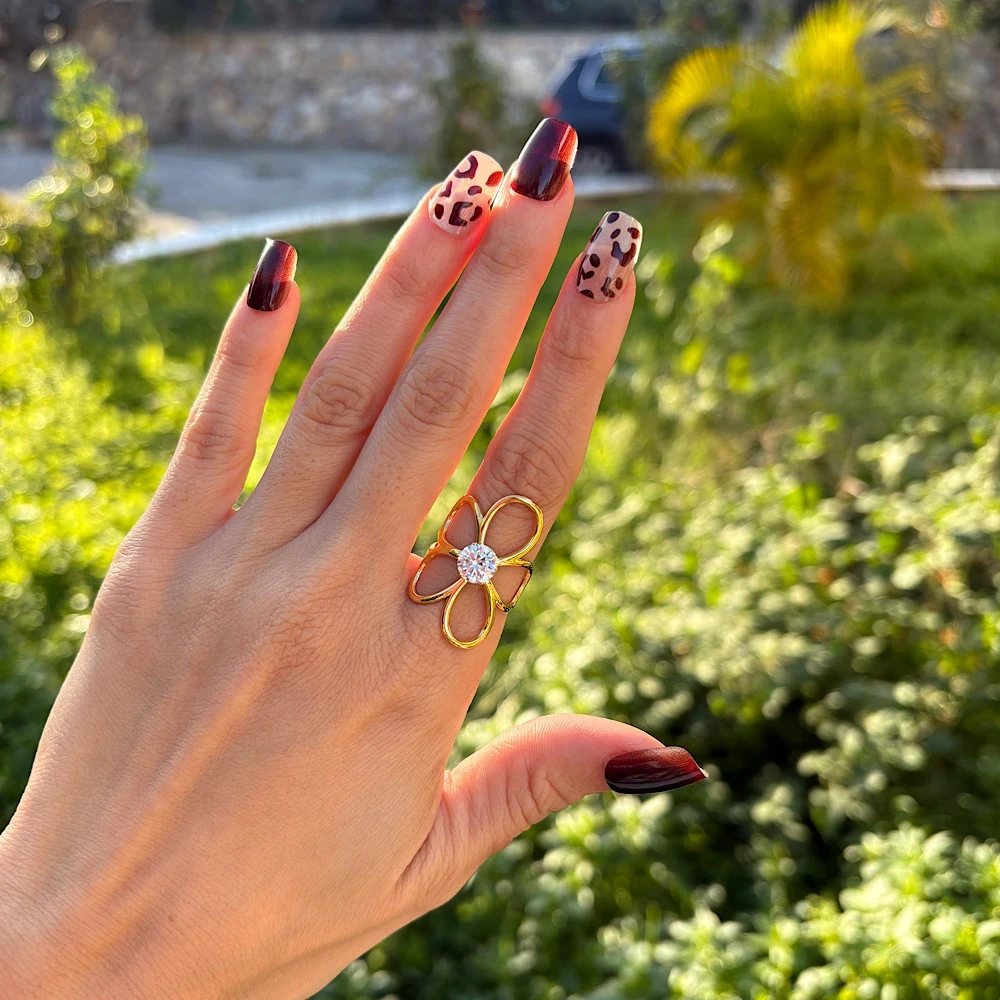 Bloom Shine Ring –Ατσάλινο Δαχτυλίδι Λουλούδι (Αυξομειούμενο)