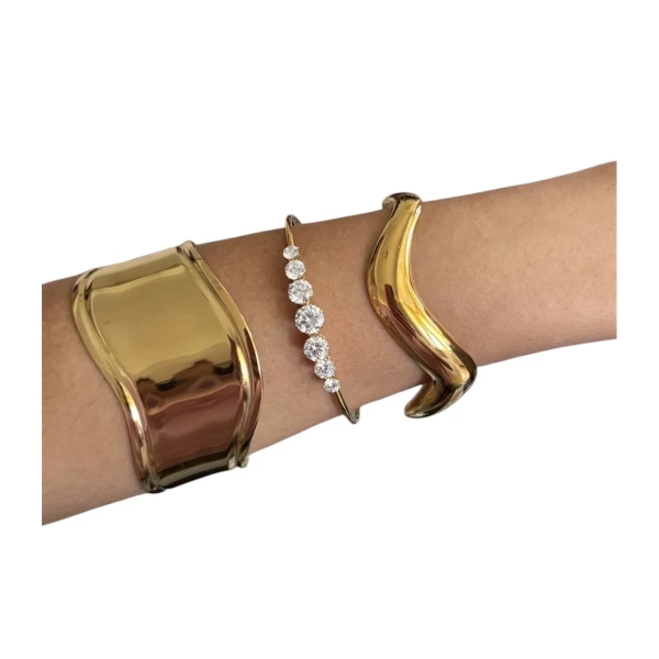 Crystal Line Cuff – Ατσάλινο Βραχιόλι(Αυξομειούμενο)