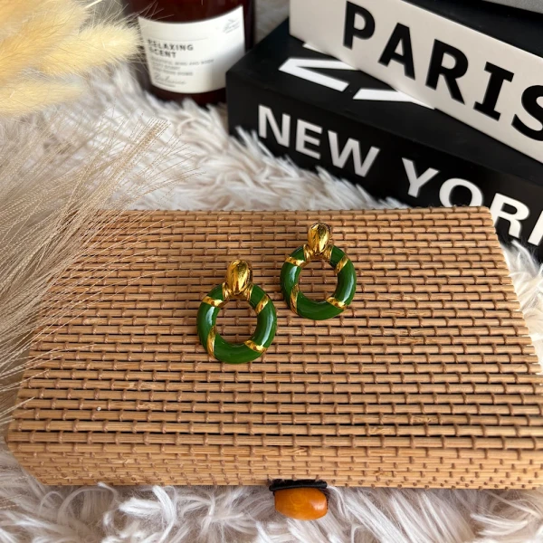 Olive Gold Hoops – Ατσάλινα Σκουλαρίκια.