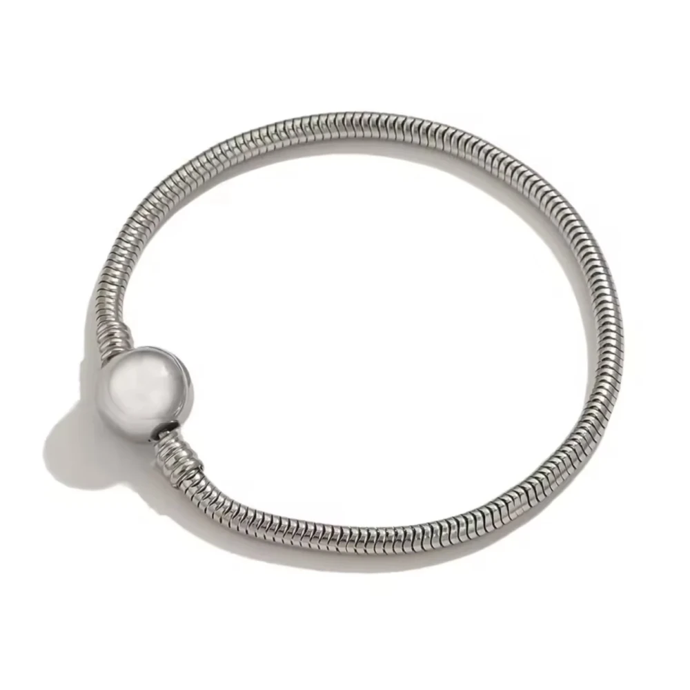 Charms Bracelet-Βραχιόλι για σύμβολα ατσάλινο με κούμπωμα μπίλια.