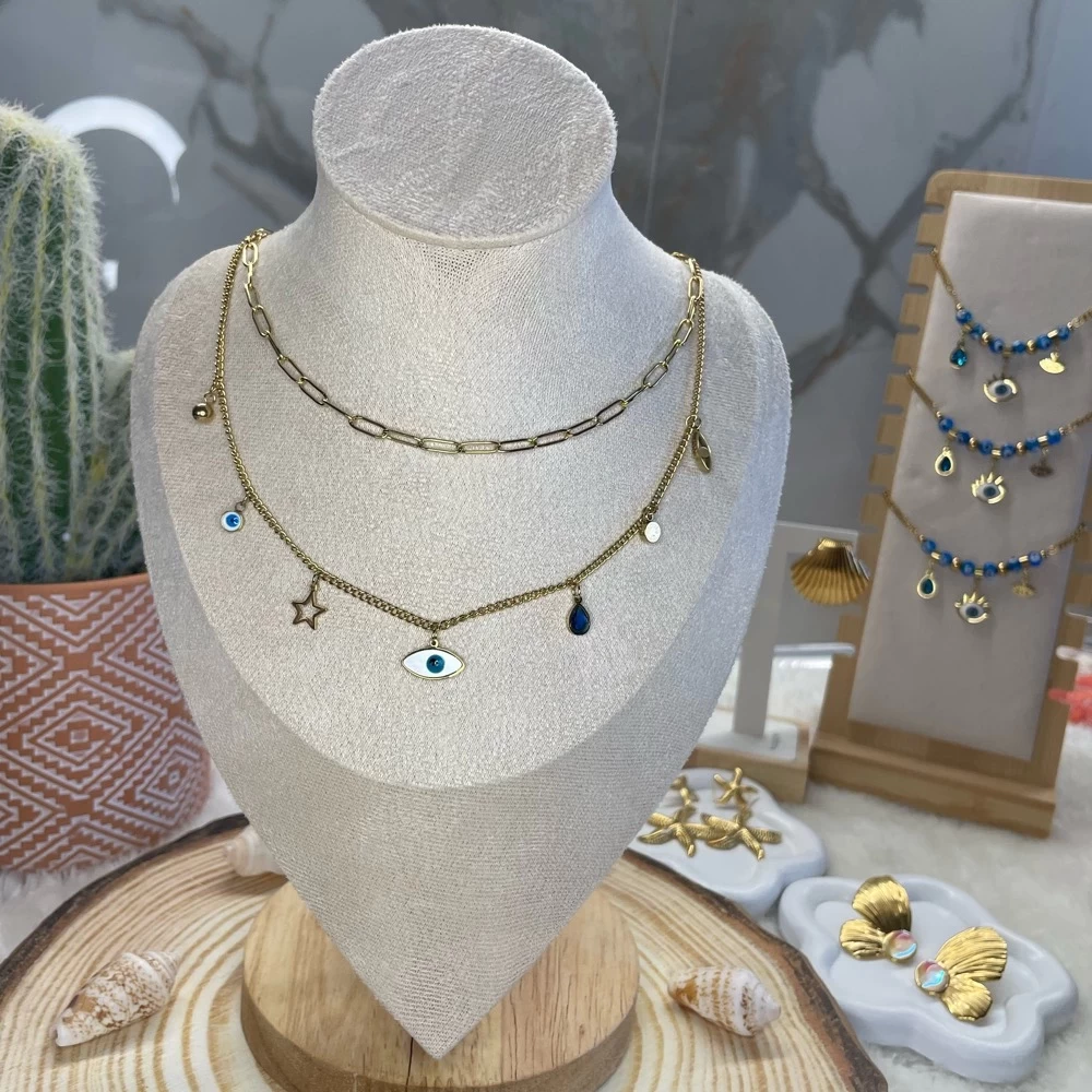 Blue Gem and eyes Necklace. Blue Gem and eyes Necklace.