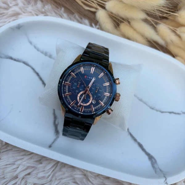 Midnight Rose – Ανδρικό Ατσάλινο Ρολόι Μπλε με Rose Gold Λεπτομέρειες.