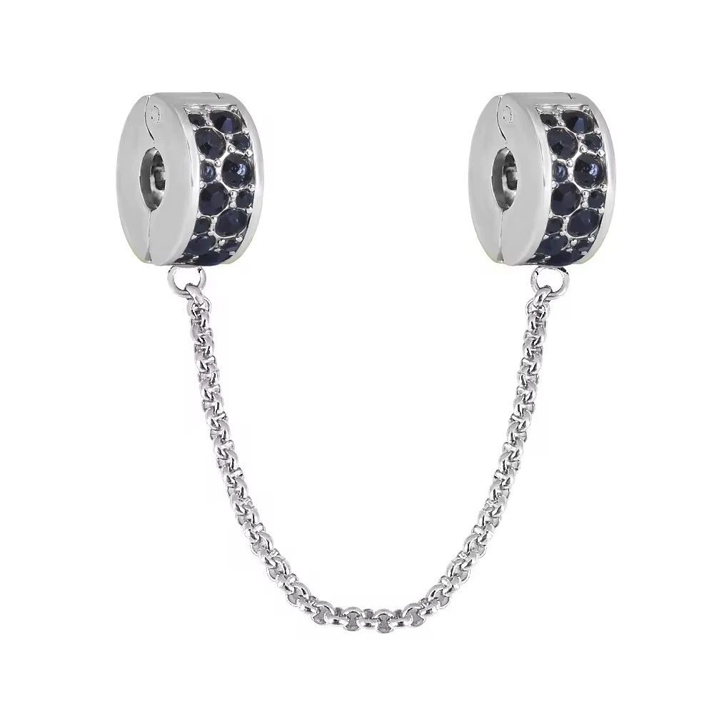 Ατσάλινη αλυσίδα ασφαλείας με μαύρα zircons.