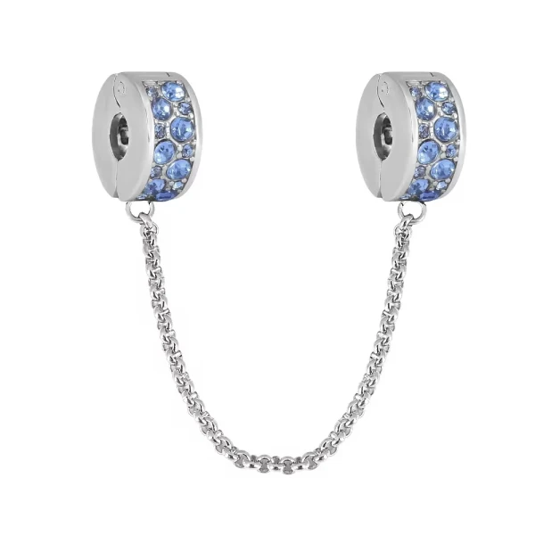 Ατσάλινη αλυσίδα ασφαλείας με γαλάζια zircons.