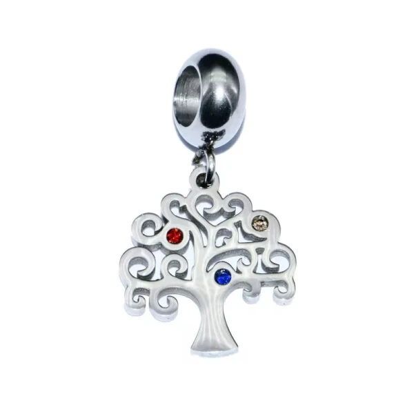Ατσάλινο στοιχείο δέντρο με χρωματιστά zircons.