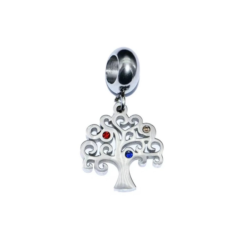 Ατσάλινο στοιχείο δέντρο με χρωματιστά zircons.