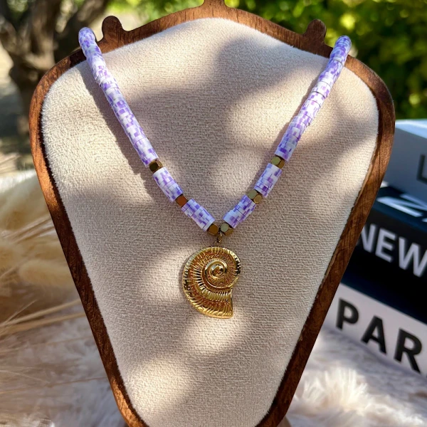 Ατσάλινο Κολιέ Lilac Shell.