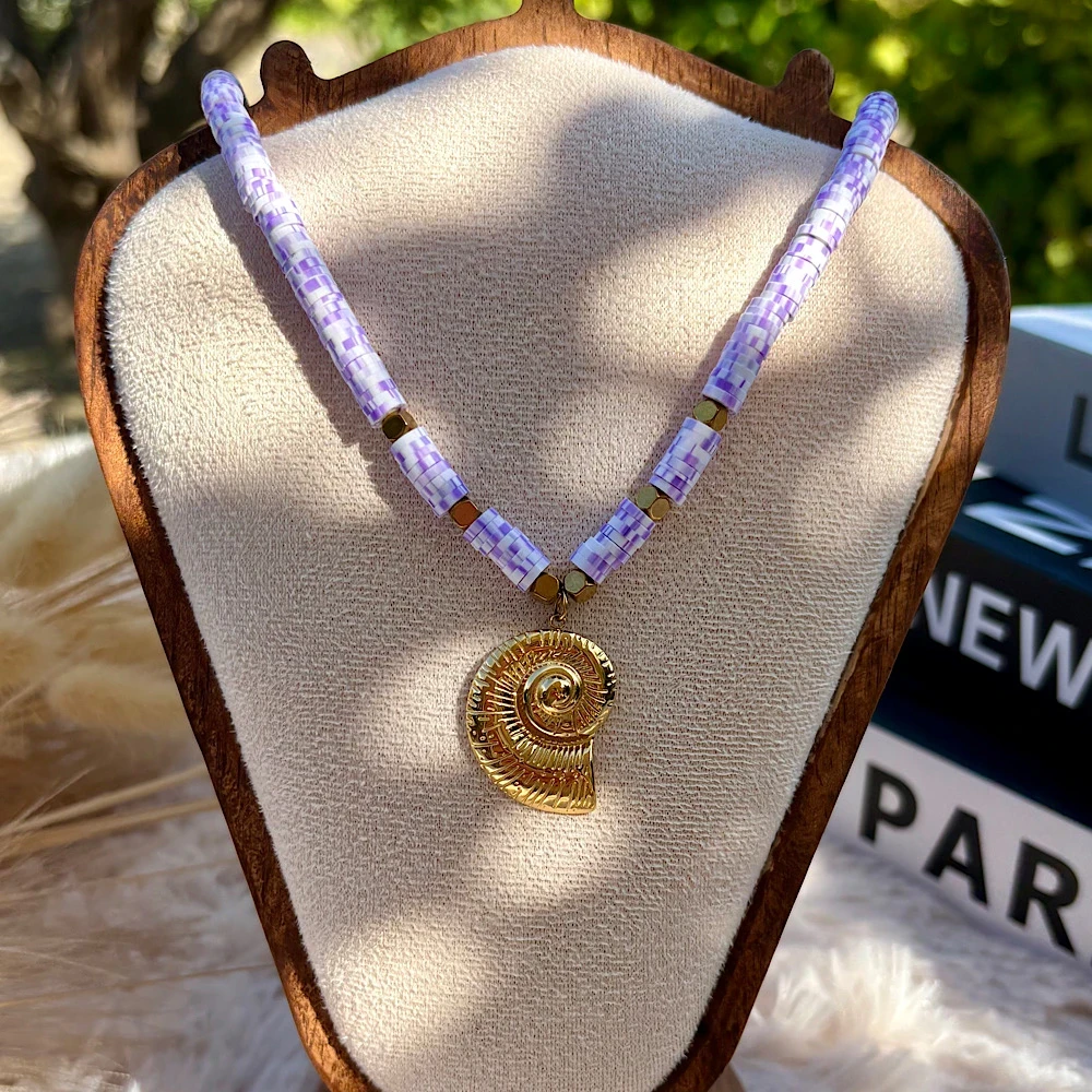 Ατσάλινο Κολιέ Lilac Shell.