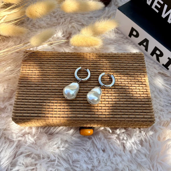 Ατσάλινα Σκουλαρίκια Dual Pearl Hoops.