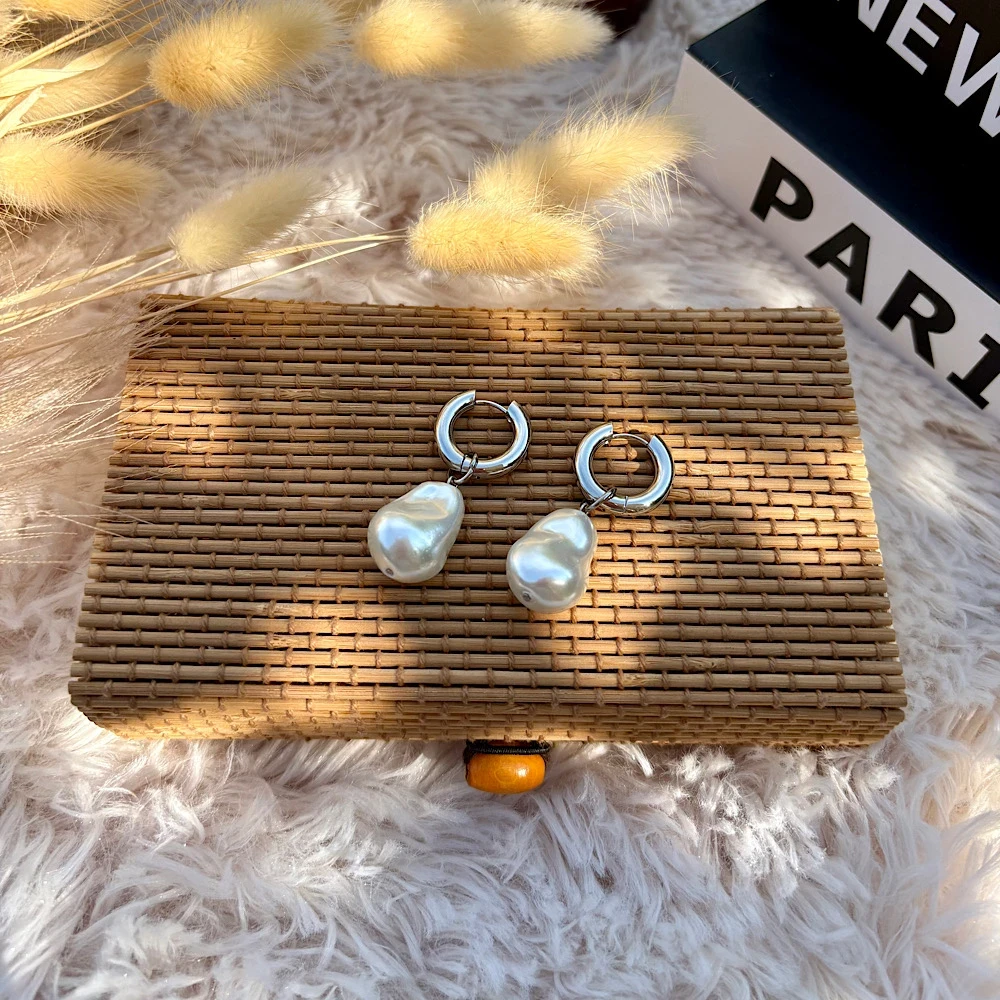 Ατσάλινα Σκουλαρίκια Dual Pearl Hoops.