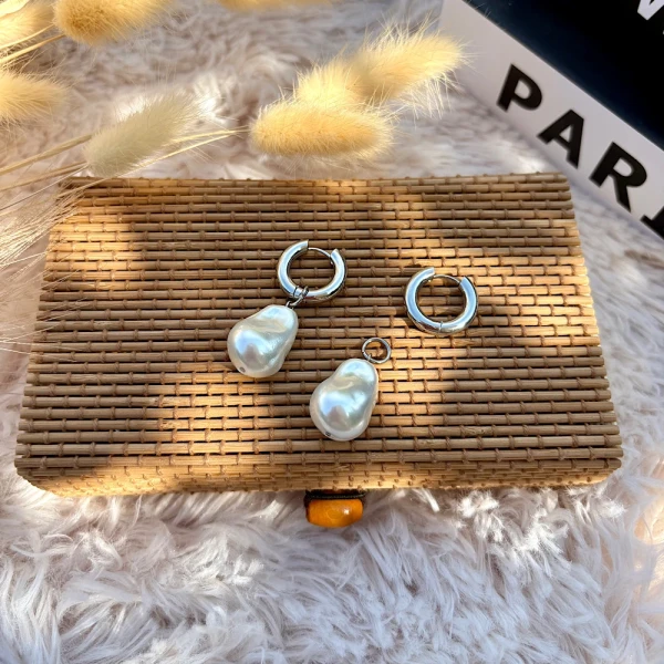 Ατσάλινα Σκουλαρίκια Dual Pearl Hoops.