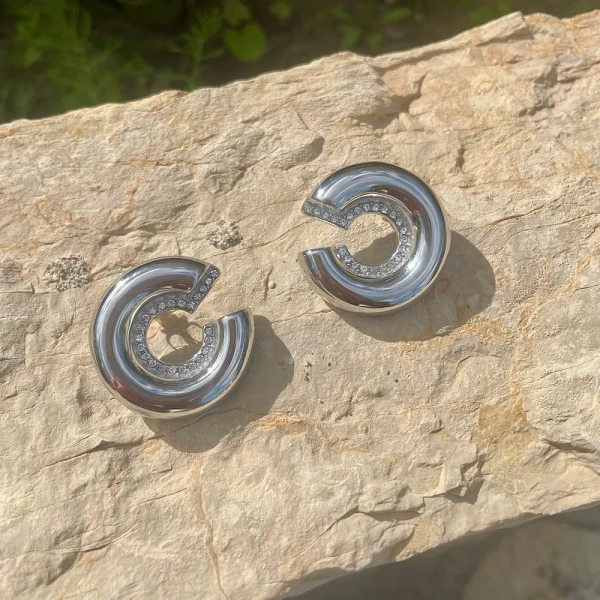 Lunar Loop-Steel earrings.(ασημί)