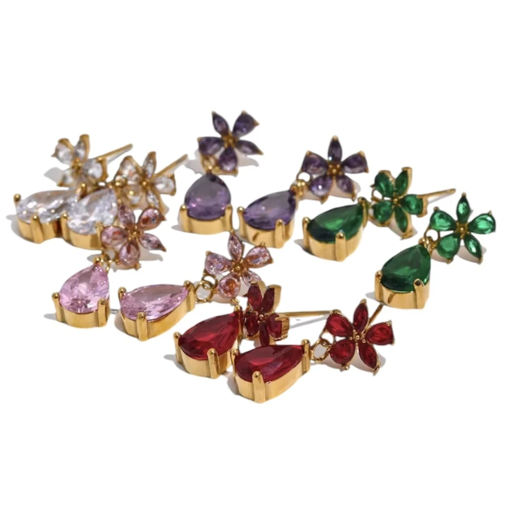 Floral drops steel earrings(διαθέσιμα σε 4 χρώματα) Floral drops steel earrings(διαθέσιμα σε 4 χρώματα)