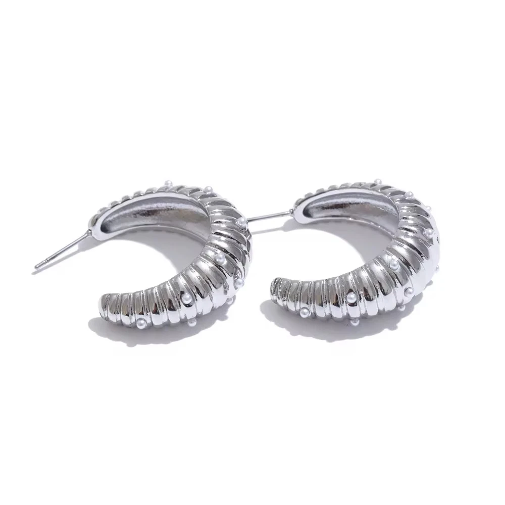 Pearl Drops Hoops-Κρικάκια από ατσάλι. Pearl Drops Hoops-Κρικάκια από ατσάλι.