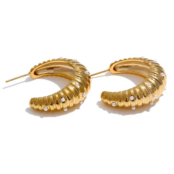 Pearl Drops Hoops-Κρικάκια από επιχρυσωμένο ατσάλι.