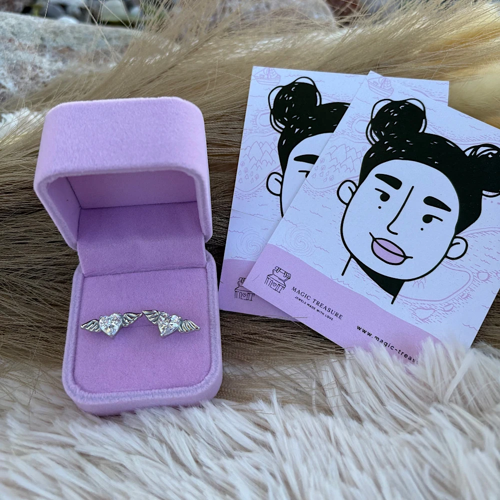Angel Hearts – Ατσάλινα Σκουλαρίκια με Καρδιές & Φτερά(silver) Angel Hearts – Ατσάλινα Σκουλαρίκια με Καρδιές & Φτερά(silver)