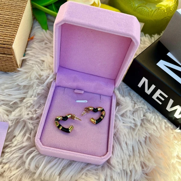 Mini black heart hoops-ατσάλι.