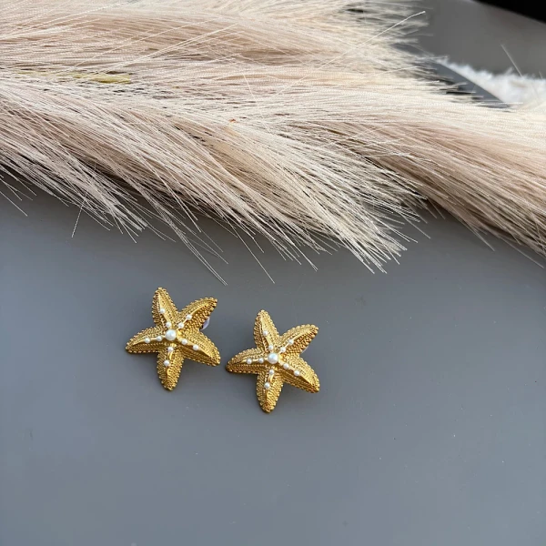 Σκουλαρίκια “Starfish Pearl” – Ατσάλι.
