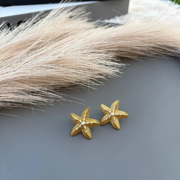 Σκουλαρίκια “Starfish Pearl” – Ατσάλι.