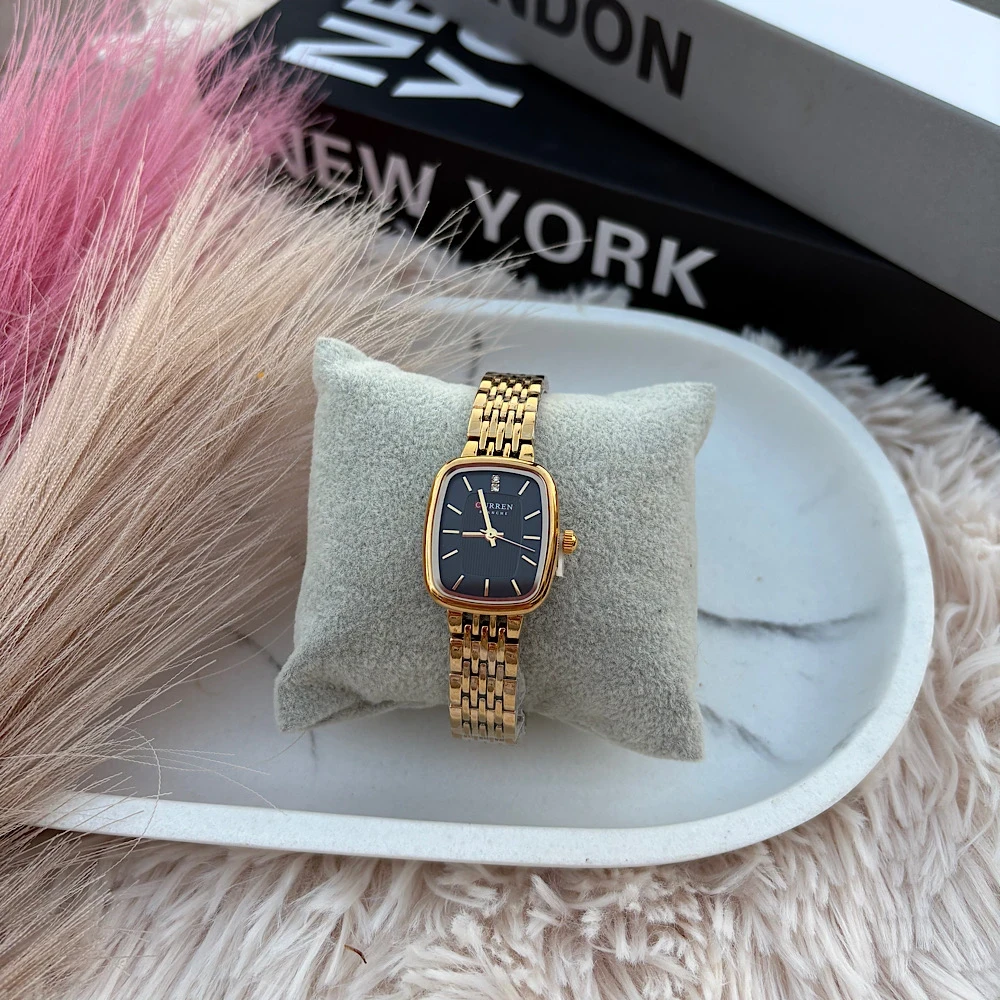 Royal Noir – Ατσάλινο Χρυσό Ρολόι  με Μαύρο Καντράν